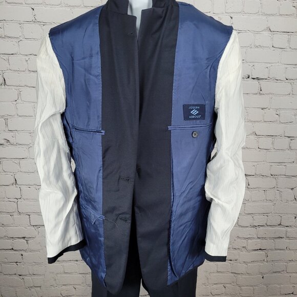 Joseph Abboud Navy 100% Wool Full Suit 2 Piece Blazer Pants USA 38S/W32 (32x29) - Picture 6 of 16